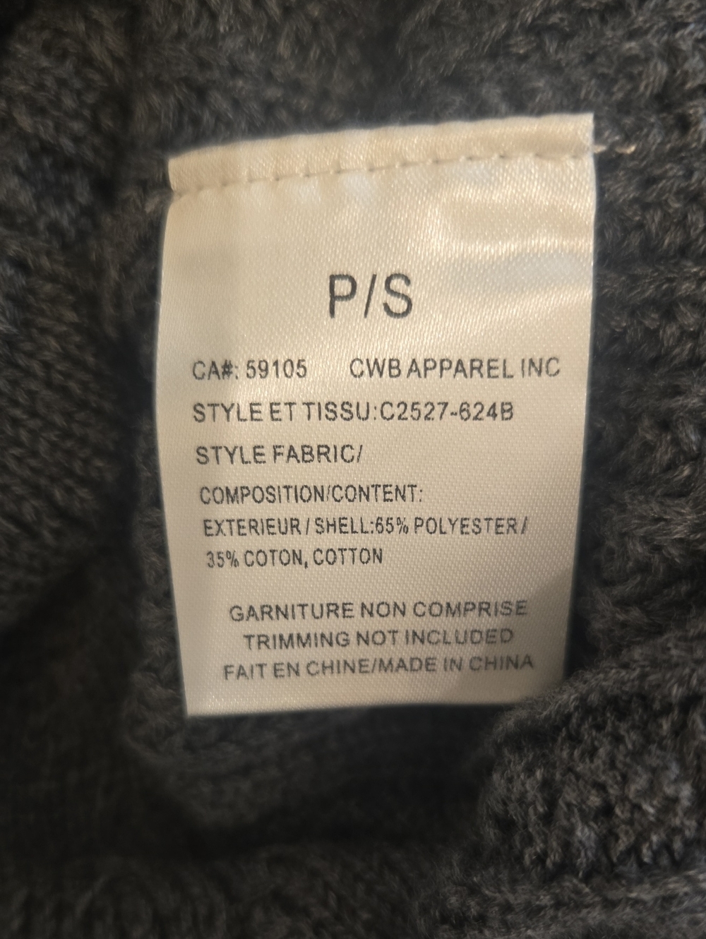 NWT Charlie B Cable-Knit V-Neck Sweater Vest in Gray. Size Small. - Picture 4 of 4